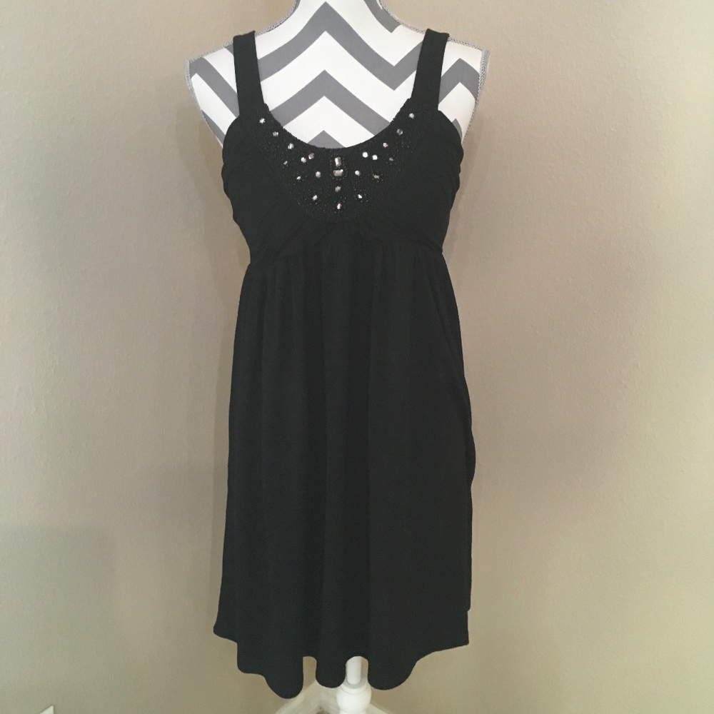 Candie’s Black Beaded Rhinestone Dress with Straps NWOT - size Large
